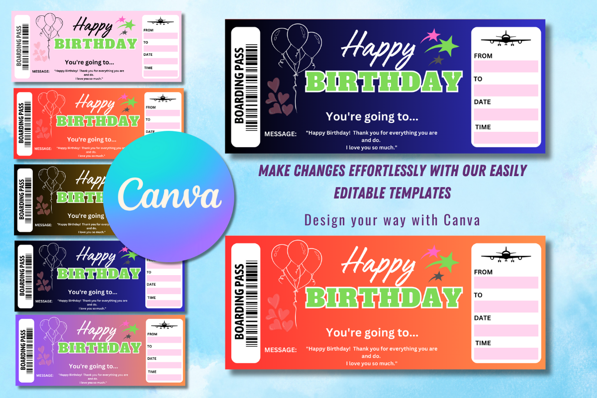 Editable Boarding Pass Canva Templates