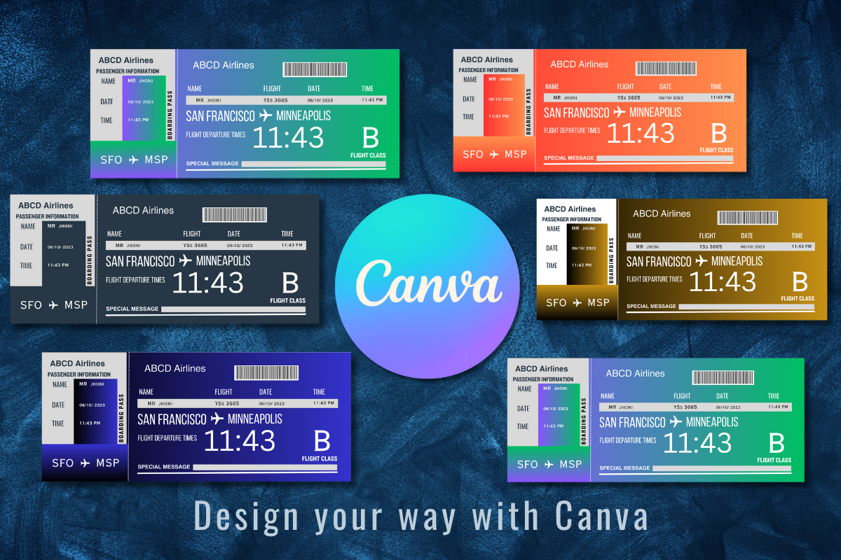 Editable Boarding Pass Canva Templates