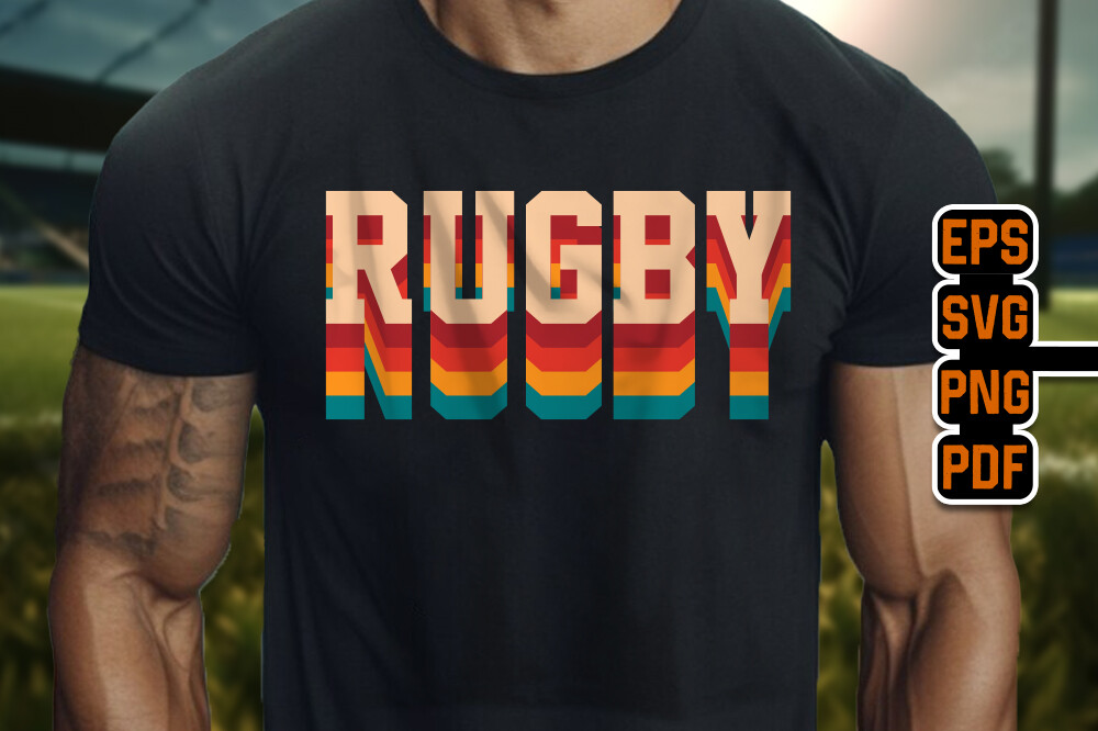 Tag Rugby Typography Rugby Vintage Typography Rainbow Color Graphic by TeeBundle · Creative ...