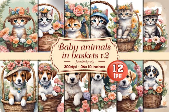Baby Animals in Baskets V2 Jpg