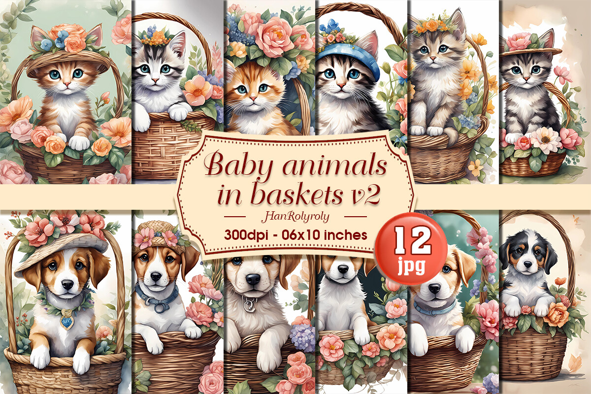 Baby Animals in Baskets V2 Jpg