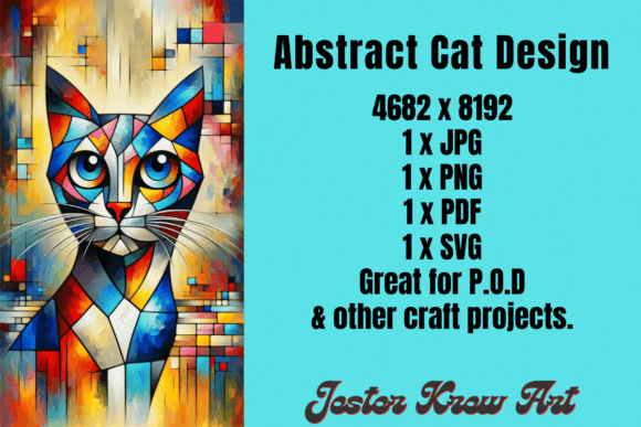 Colorful Abstract Cat Artwork Graphic by jesterkrewart · Creative Fabrica