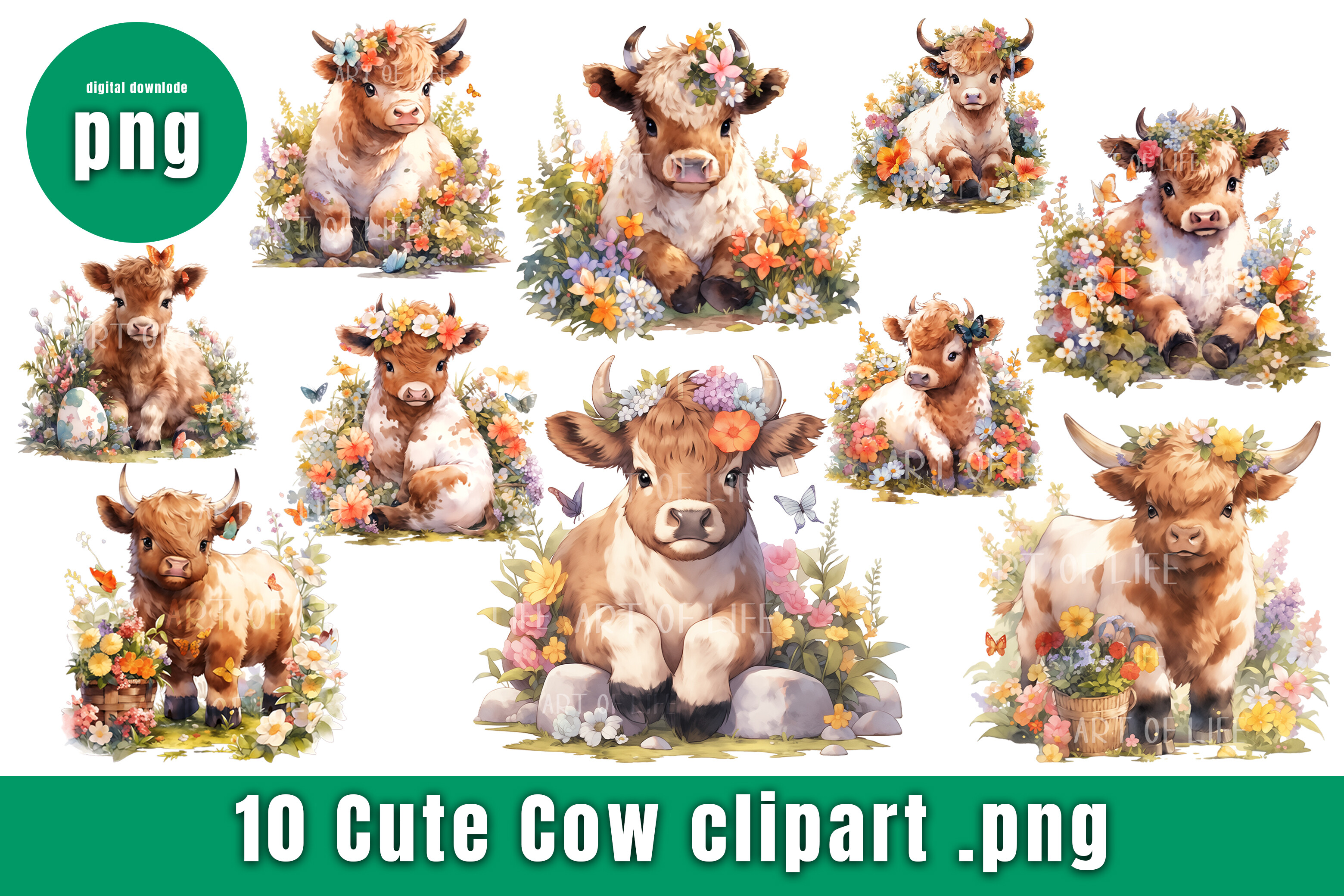 Cute Cow Clipart Watercolor Style. Graphic by thanaphat.sk · Creative ...