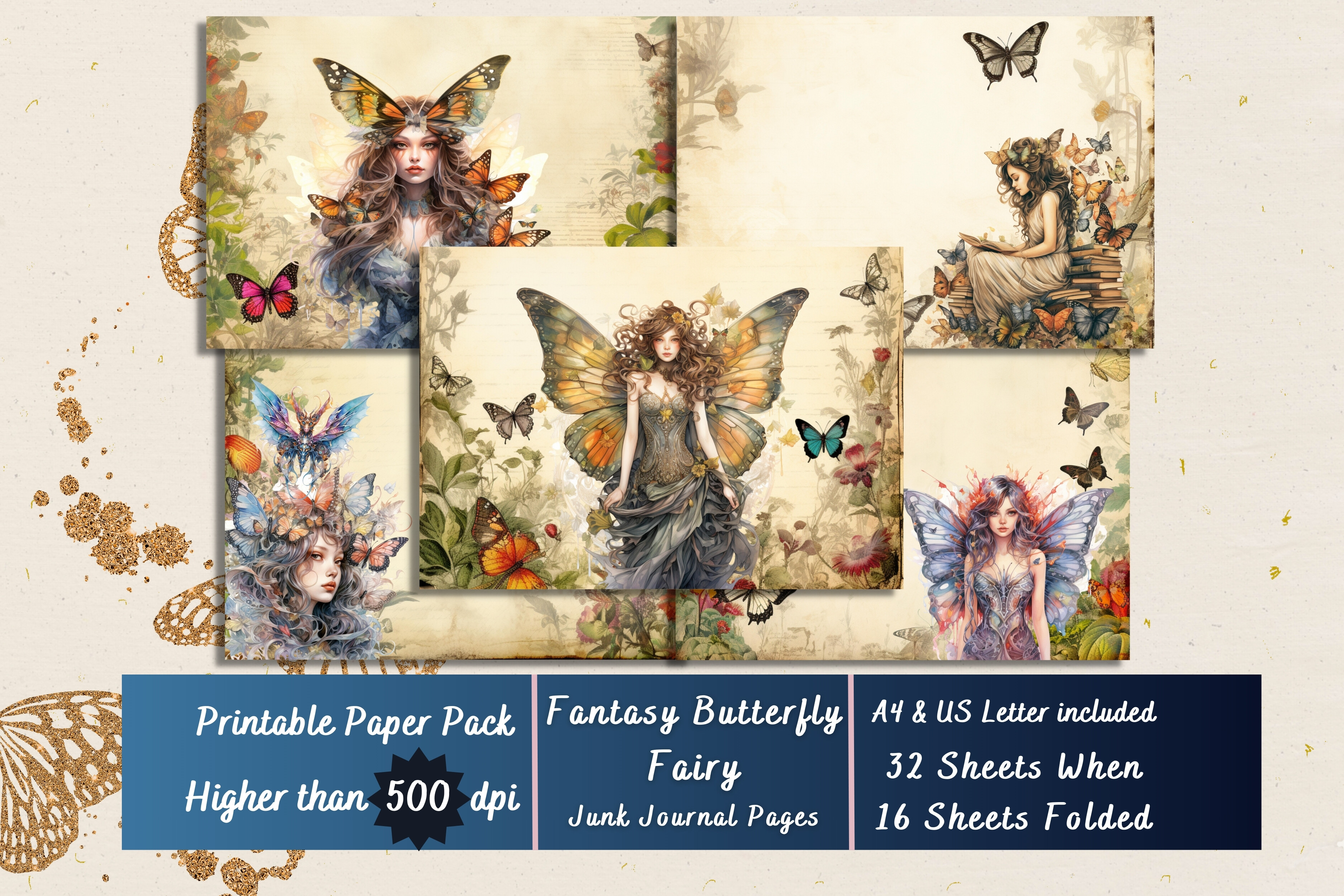 Fantasy Butterfly Fairy Digital Papers Graphic by artisticwayco ...