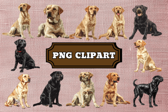 Labrador Retriever dog clipart bundle PNG all three Lab colors for sublimation and print products