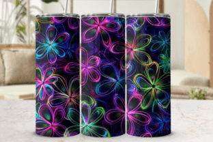 Luxury Disco Neon Flowers Paper Pattern Graphic by Creative River ...