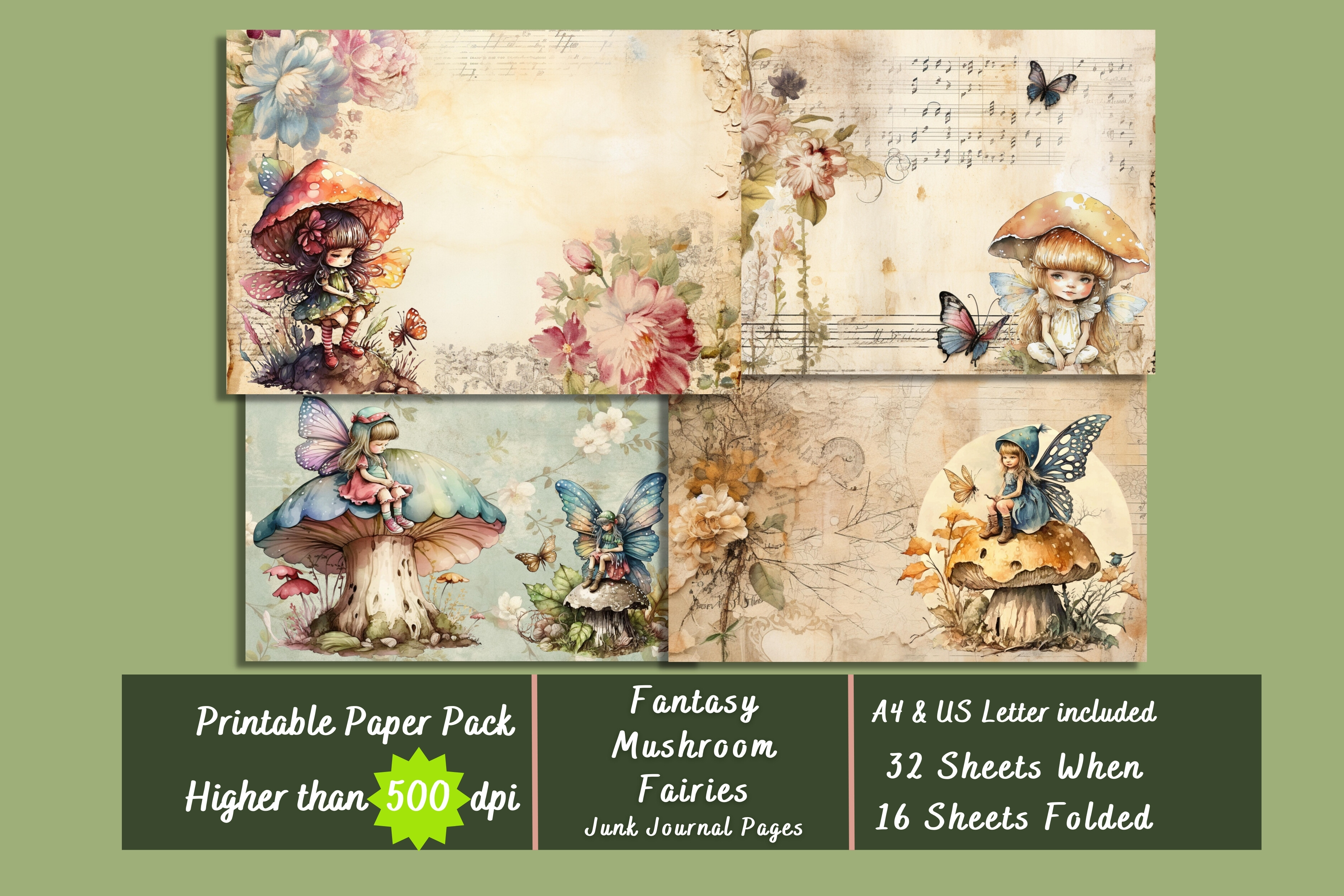 Mushroom Fairy Enchanted Digital Papers Graphic by artisticwayco ...