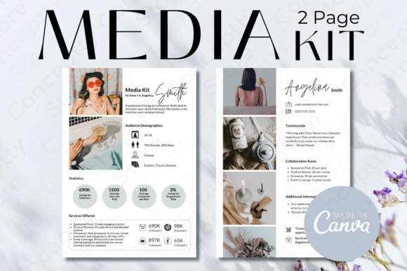 Professional 2page Media Kit Template Graphics