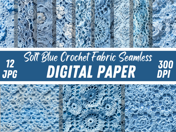 Soft Blue Crochet Fabric Textile Pattern