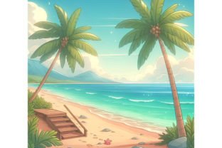 Tropical Beach Scene Graphic by LINEART3 · Creative Fabrica