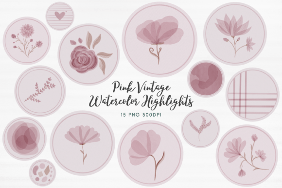Vintage Watercolor Icons PNG Story Cover