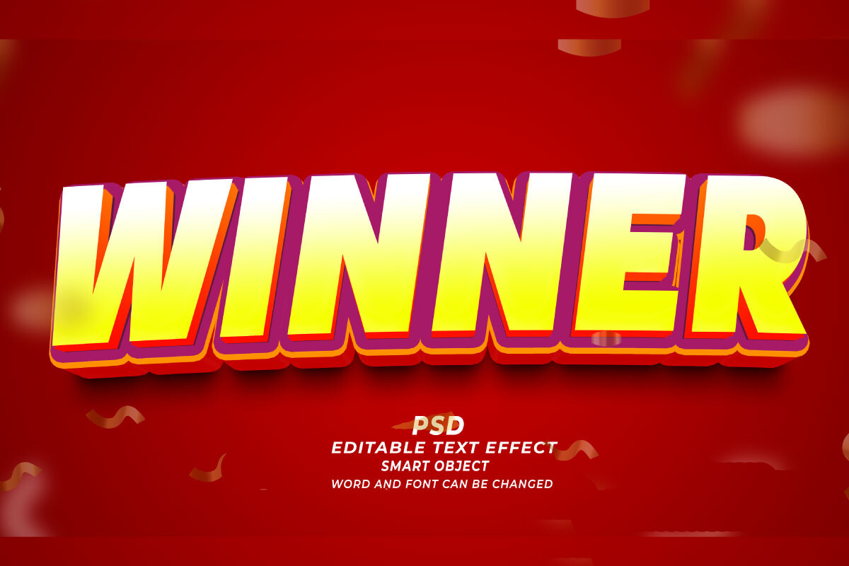 Winner PSD 3D Editable Text Effect Graphic by TrueVector · Creative Fabrica