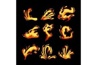 Lava splash set cartoon vector illustrat