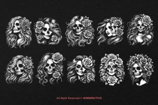 10 Bundle Dark Art Skull Girl Long Hair Graphic by morspective ...
