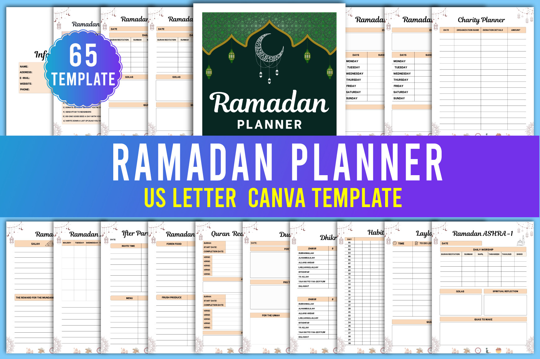 2024 Ramadan Planner Canva Templates
