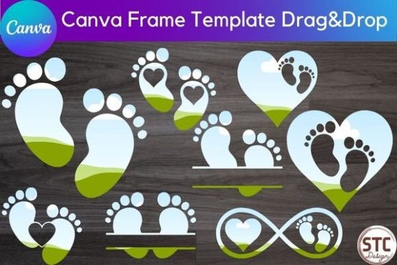 Baby Footprint Canva Frame Bundle