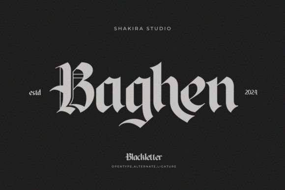 Preview specimen of Baghen blackletter font