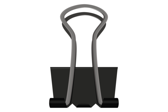Binder Clip Icon. Office Paperwork Suppl Graphic Illustrations By onyxproj