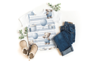 Blue Teddy Bear Baby Boy Digital Paper Graphic by Nam Tiwa · Creative ...