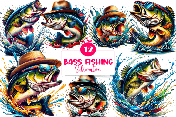 Colorful Bass Fishing Graphic AI Illustrations By AuroraCrafts