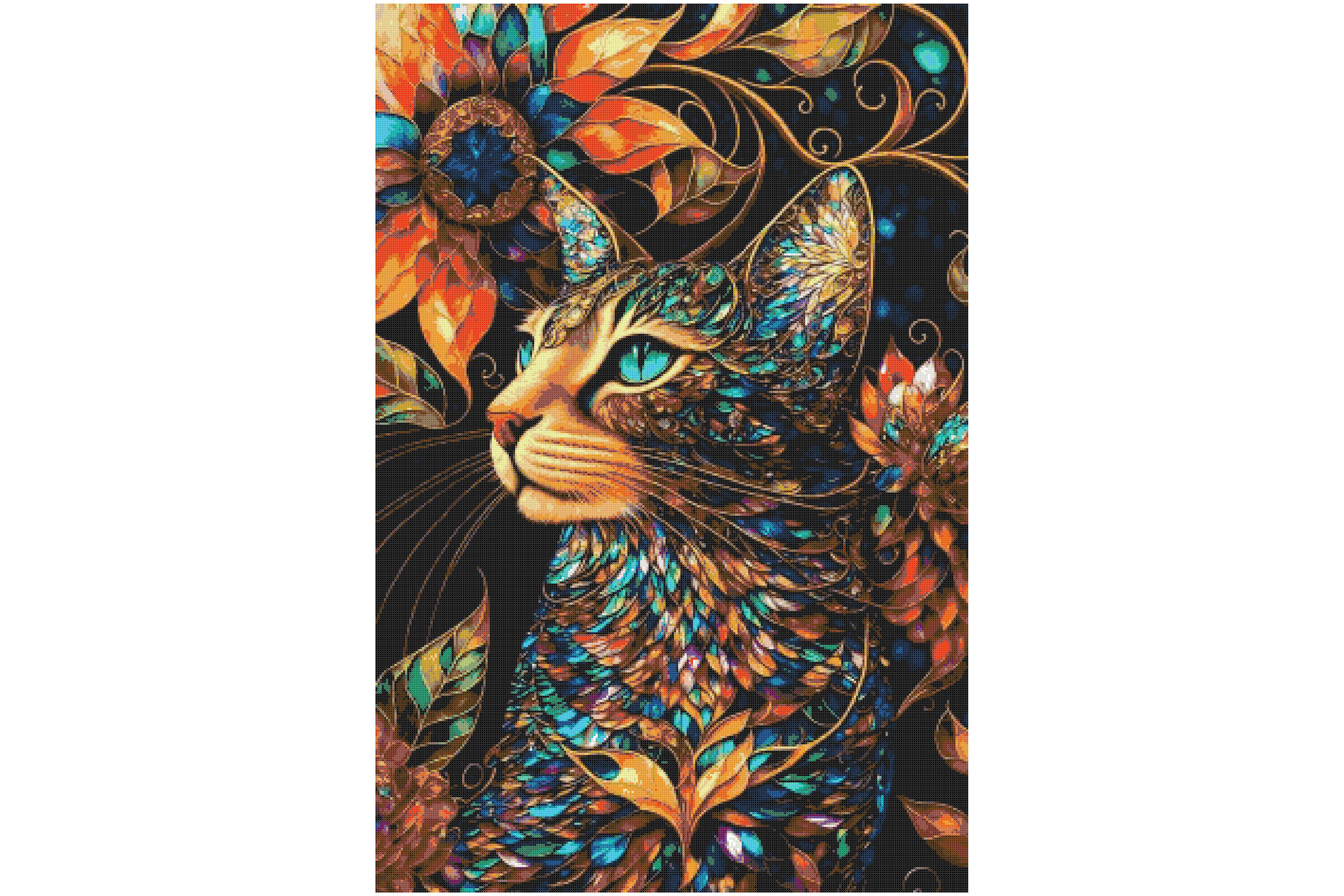 Colorful Cat Counte Cross Stitch Pattern