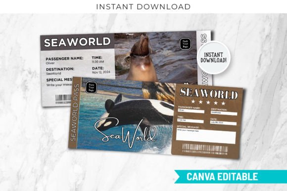 Editable SEAWORLD Surprise Trip Ticket