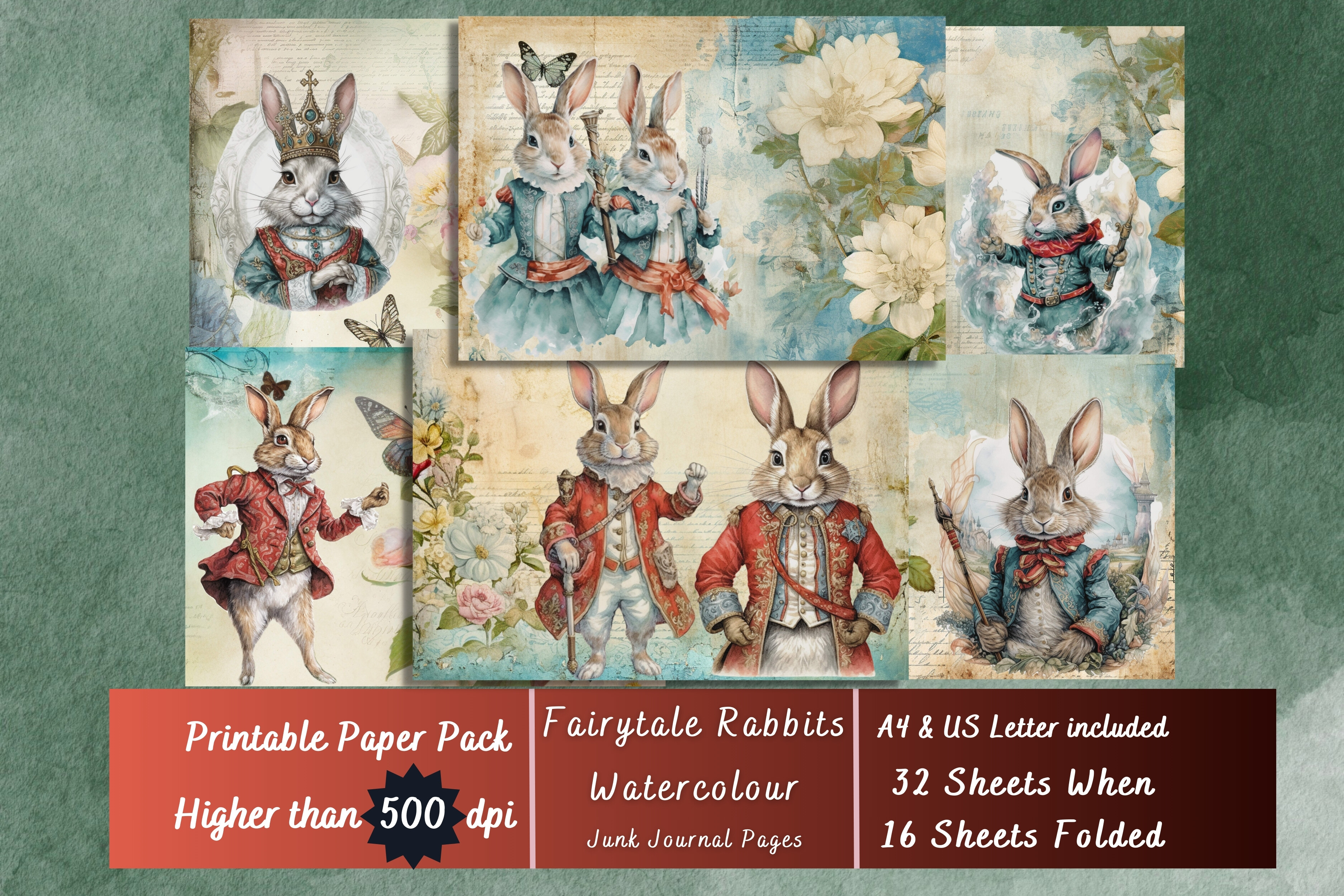 Fairytale Rabbit Dressed Animals Papers Graphic by artisticwayco ...