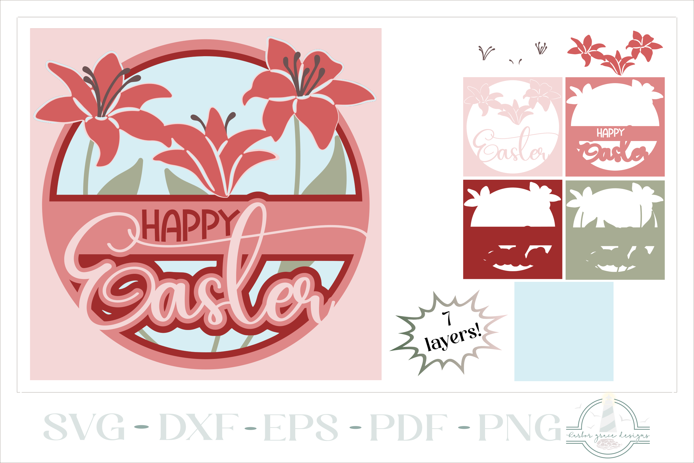 Happy Easter Layered SVG Square Shadowbo Graphic by Harbor Grace ...