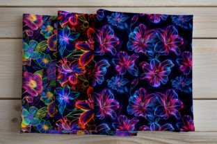 Neon Flowers Texture Seamless Patterns Graphic by ArtCursor · Creative ...
