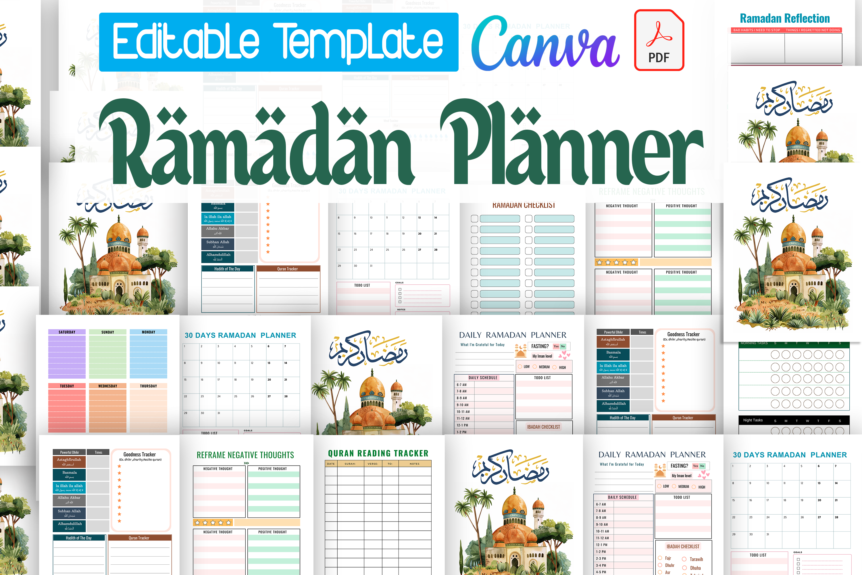 Ramadan Planner KDP Canva Template