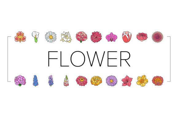 Flower Spring Floral Blossom Icons Set V