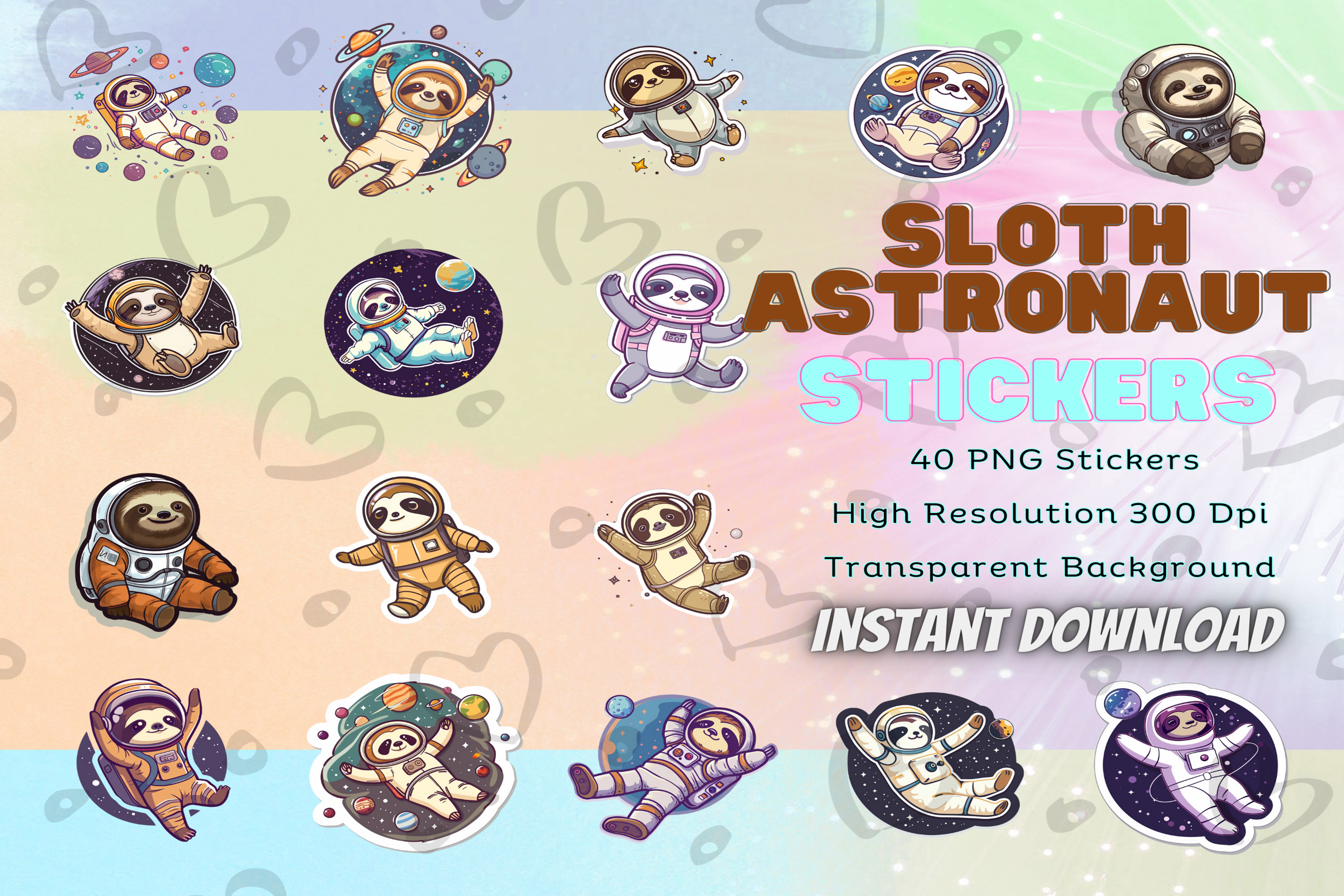 Adventurous Sloth Astronaut Stickers Graphic by ElevenZeroTwo ...
