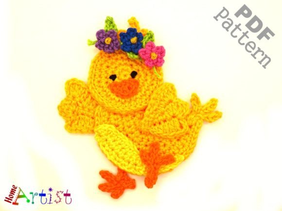 Chick Set 4 Crochet Applique