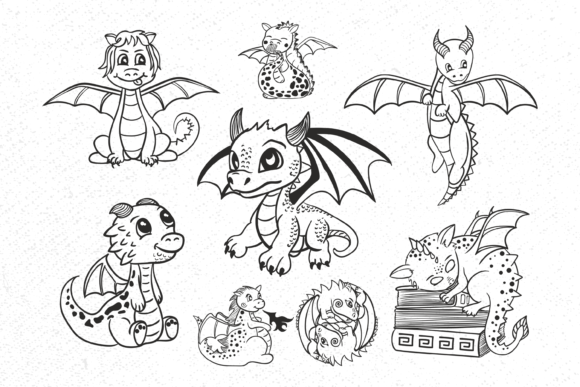 Cute Dragon Bundle SVG, Fantasy SVG