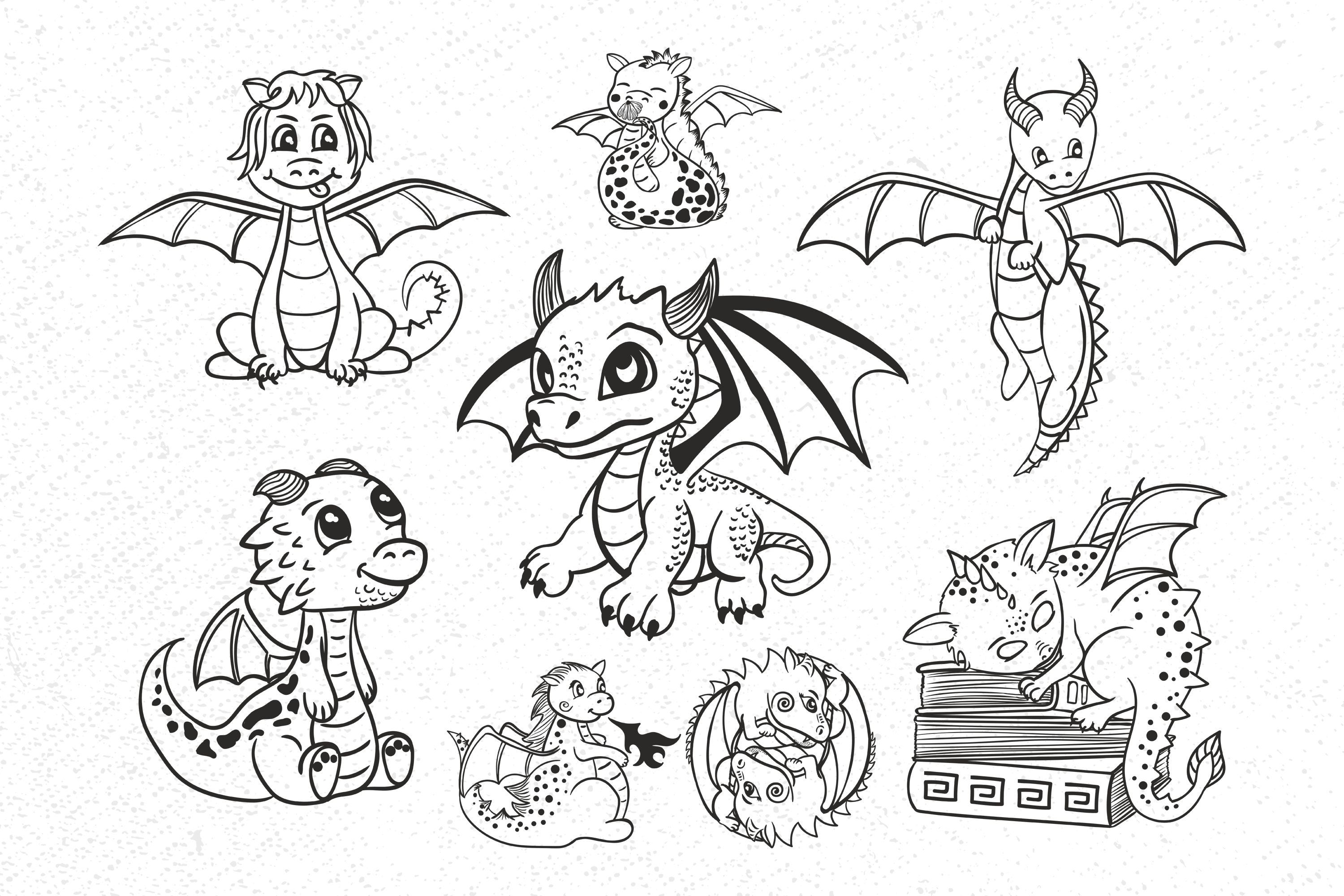 Cute Dragon Bundle SVG, Fantasy SVG