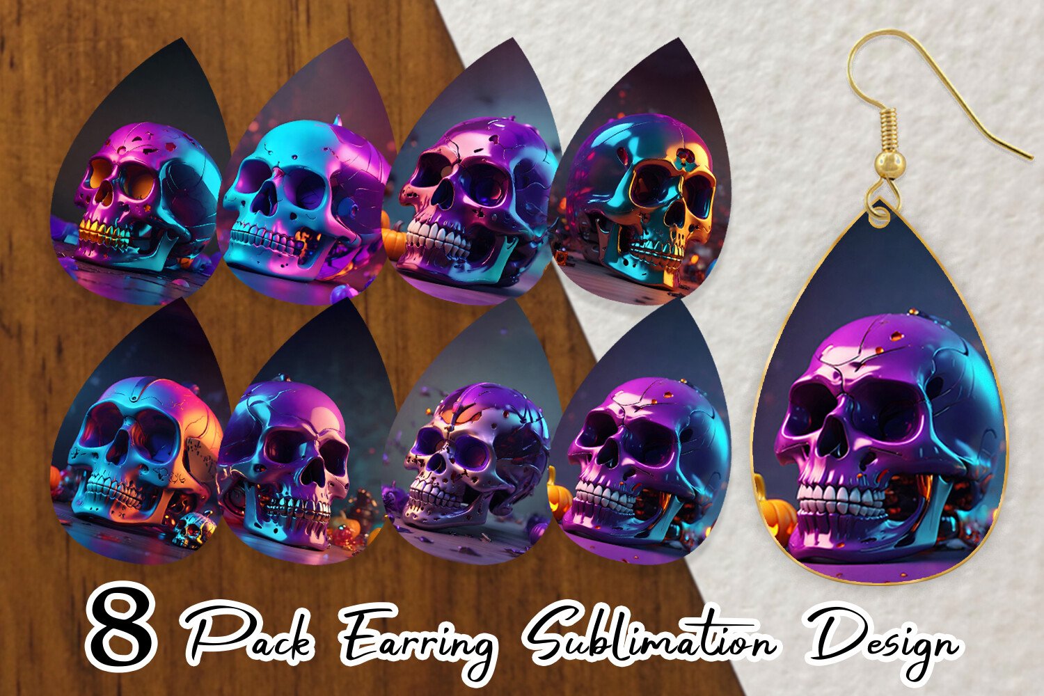 Earring 3D Skull Spooky Graphic by Artnoy · Creative Fabrica