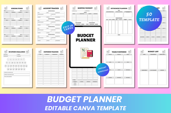 Editable Budget Planner Canva KDP
