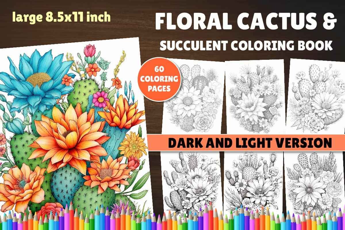 Floral Cactus & Succulent Coloring Book