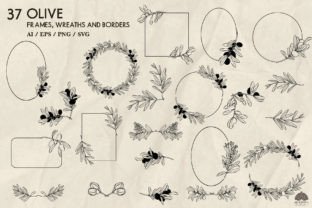 Olive Frames, Wreaths & Borders SVG PNG Graphic by HappyWatercolorShop ...