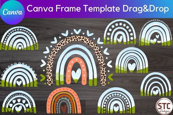 Rainbow Canva Frame Template Bundle