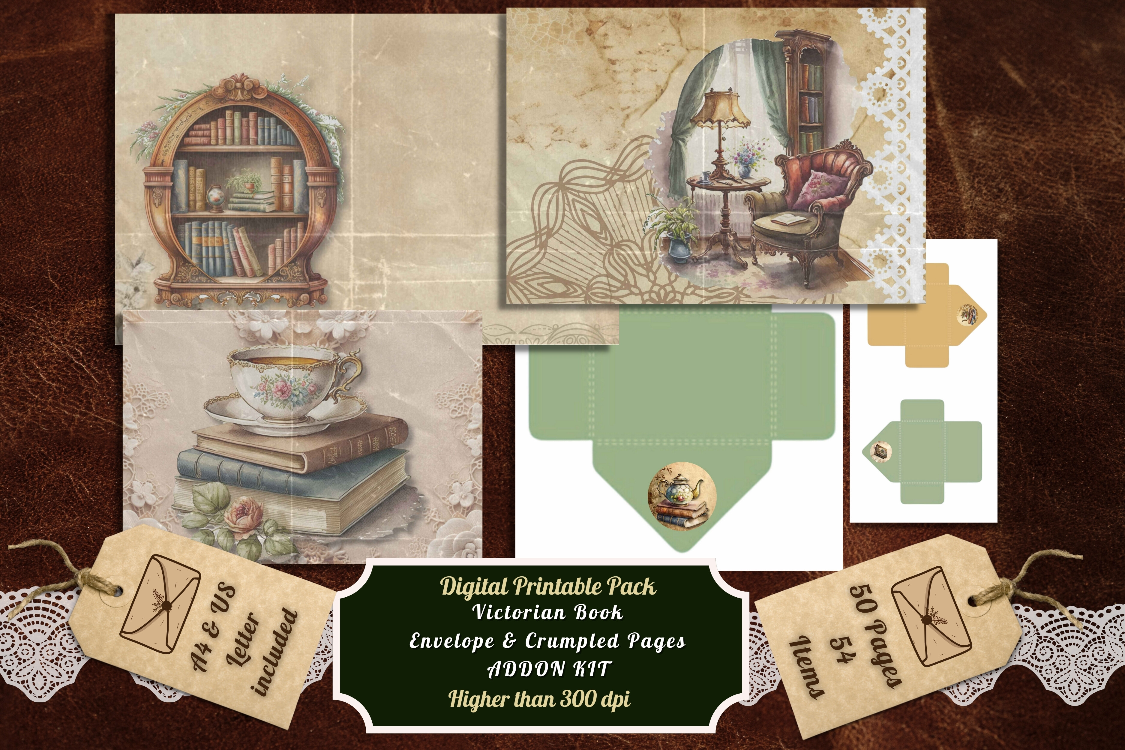 Victorian Book Journal Pages Envelopes