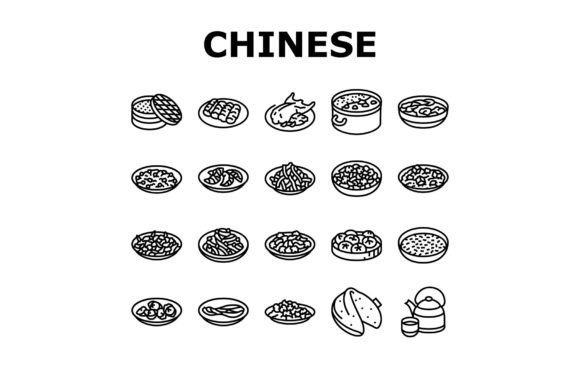 Chinese Cuisine Food Dish Asian Icons Se