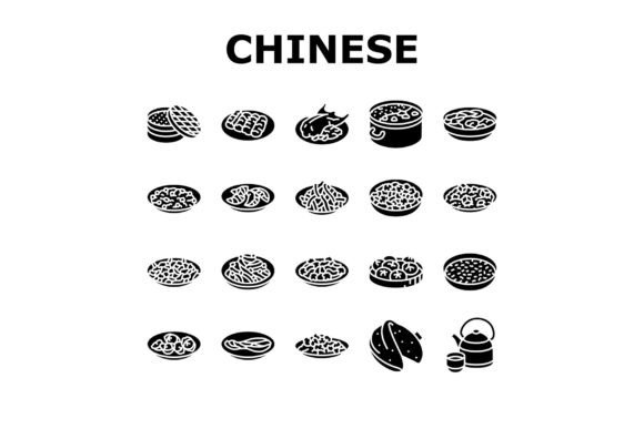 Chinese Cuisine Food Dish Asian Icons Se
