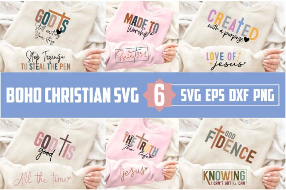 Boho Christian Sleeve Sweatshirt Bundle Gráfico Diseños de Camisetas Por designsquad8593