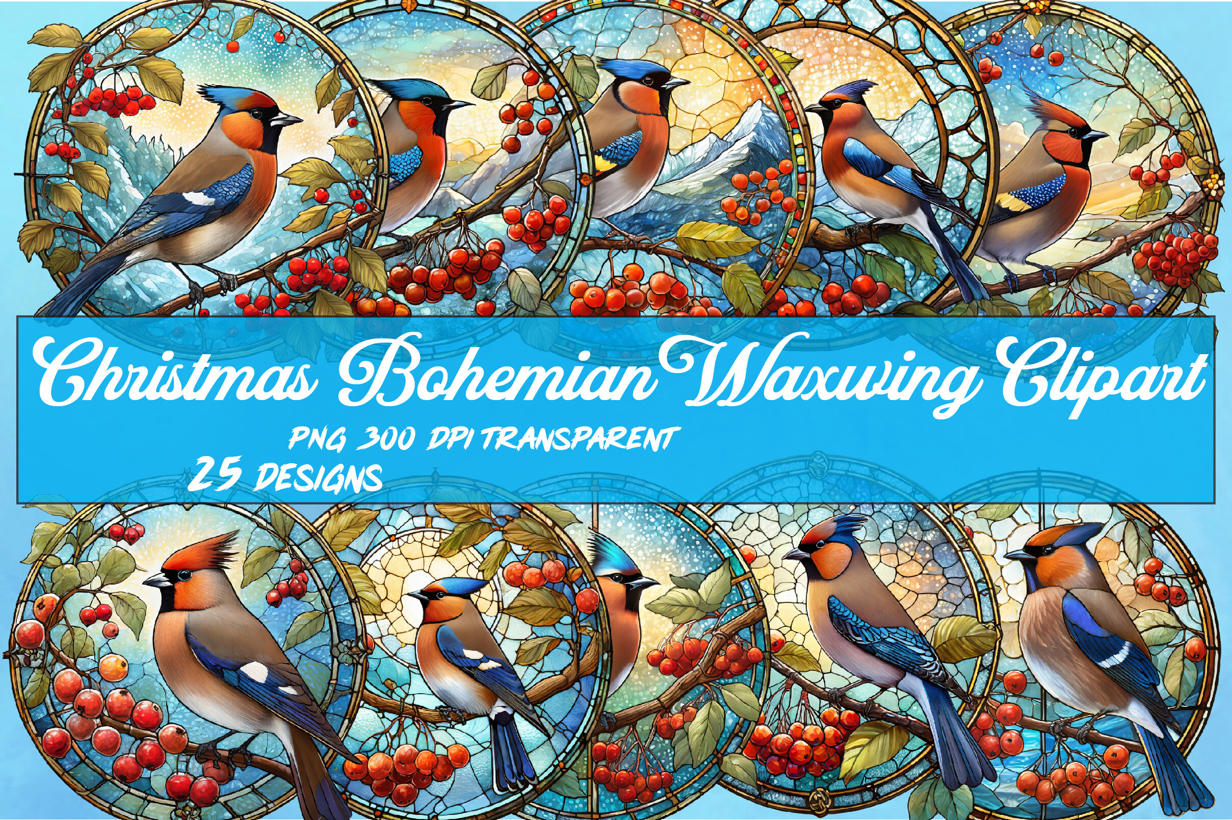 Christmas Bohemian Waxwing Wind Spinner