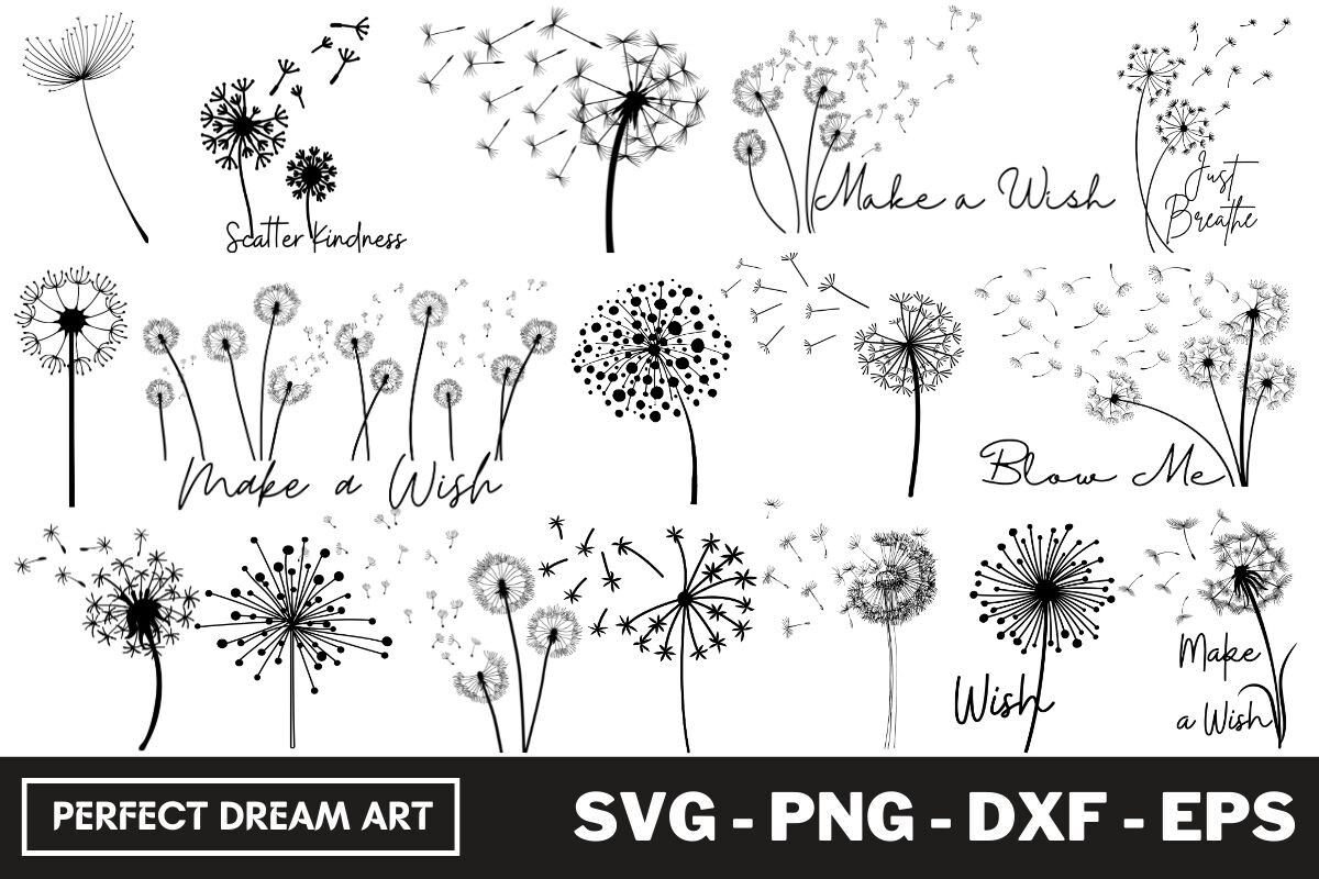 Dandelion Silhouette Bundles Outline