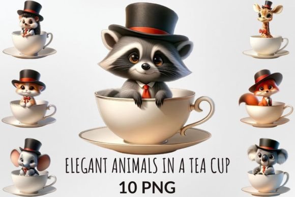 Elegant Animals in a Tea Cup Sublimation