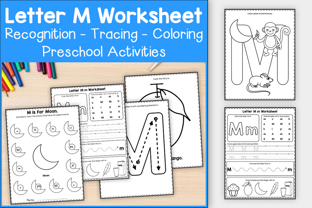 Letter M Worksheets for Preschool & K