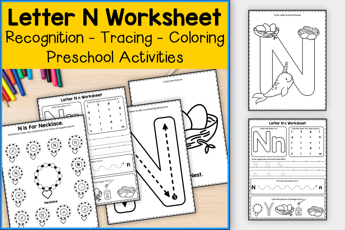 Letter N Worksheets for Preschool & K