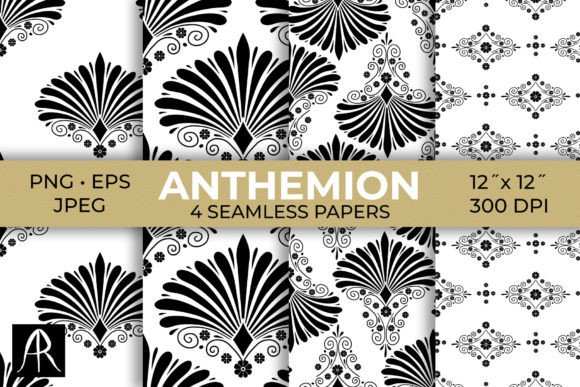 Monochrome Floral Ogee Damask Patterns Afbeelding Papieren Patronen Door neauth